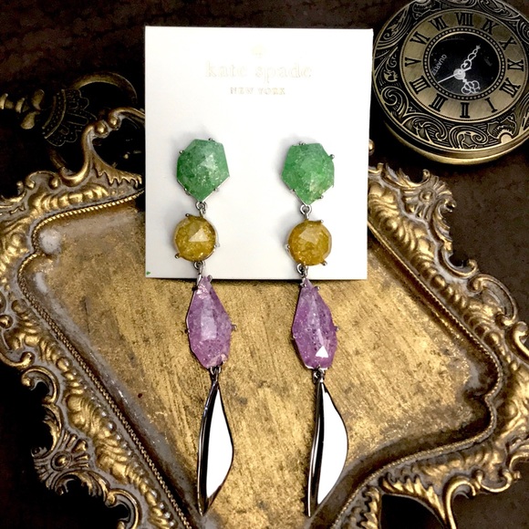 KATE SPADE • Floral Facets Linear Drop Earrings - Picture 3 of 3